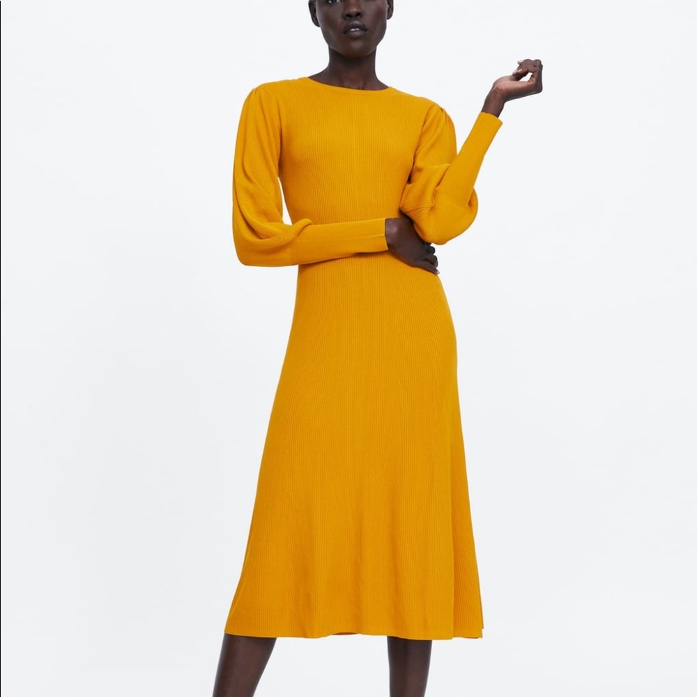 Zara Mustard Knit Dress